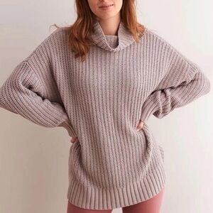 dusty pink aerie chenille turtleneck sweater